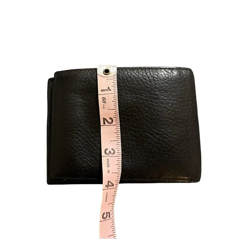 Dunhill Black Pebbled Bi fold Wallet Silver hardware men's/women's unisex